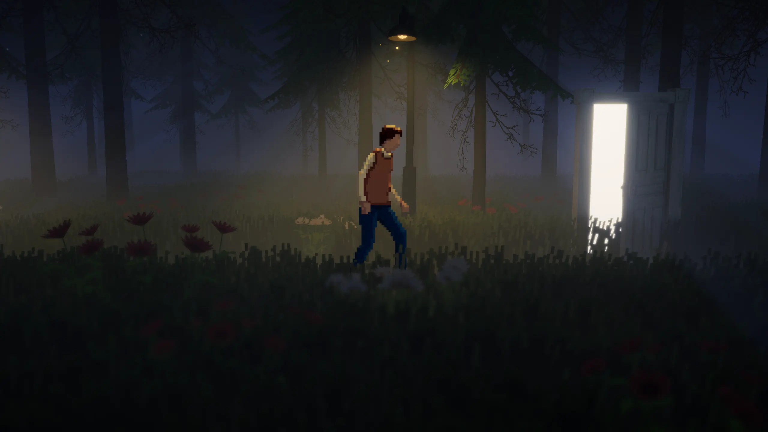 Abashed - Exploring a mysterious forest with glowing doorway